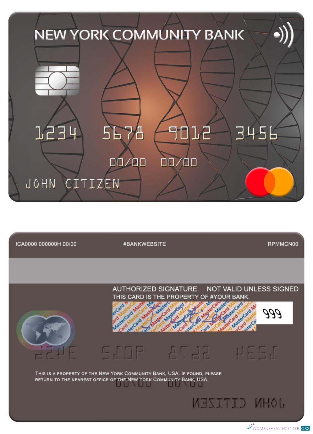 Download USA New York Community Bank mastercard Photoshop template